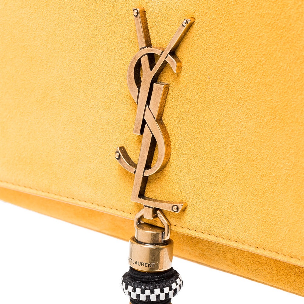 YSL Medium Kate Yellow Suede Tassel Bag - Picture 4 of 7